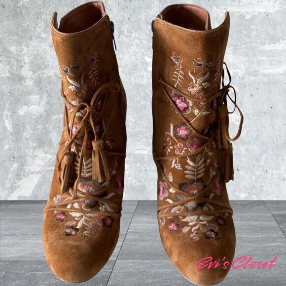 Sam Edelman Shoes - Sam Edelman Winnie Anchropologie Boots Suede-Leather Embroidered Floral 10 US